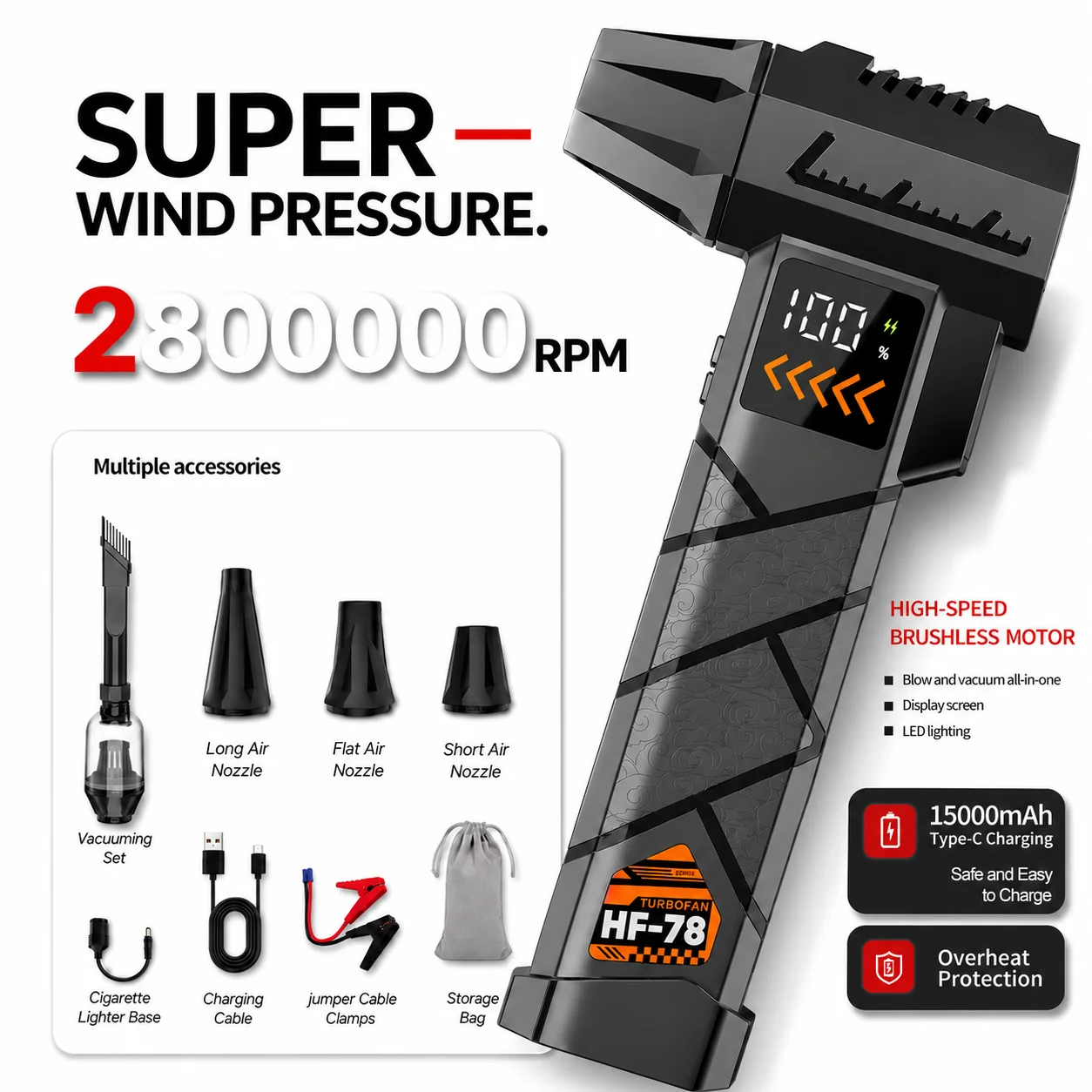 Dryer Car Blower - Souffleur à Jet Électrique Super Puissant